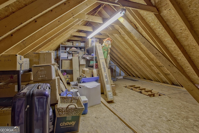 view of unfinished attic