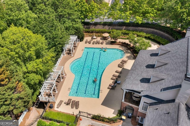 bird's eye view of a pool