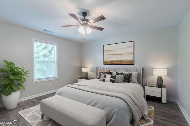 233 Clayton St, Fairburn, GA 30213 - bedroom with wood finished floors and a ceiling fan