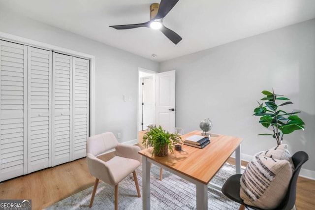 2781 Long Way, Decatur, GA 30032 - office area featuring wood finished floors, a ceiling fan, and baseboards