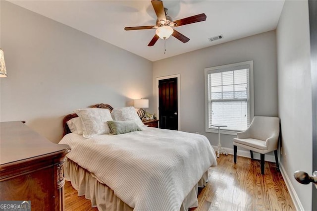 7435 Jamestown Dr, Alpharetta, GA 30005 - bedroom featuring light wood finished floors and ceiling fan