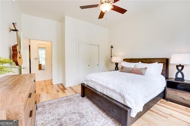 1430 Dresden Dr NE Unit 225, Atlanta, GA 30319 - bedroom with wood finished floors, a closet, and ceiling fan