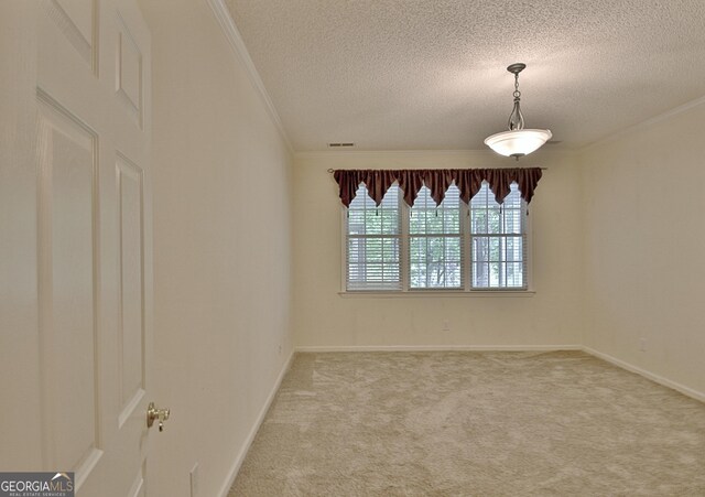 44 Arbor Way, Newnan, GA 30265 - spare room with a textured ceiling, ornamental molding, carpet flooring, and baseboards
