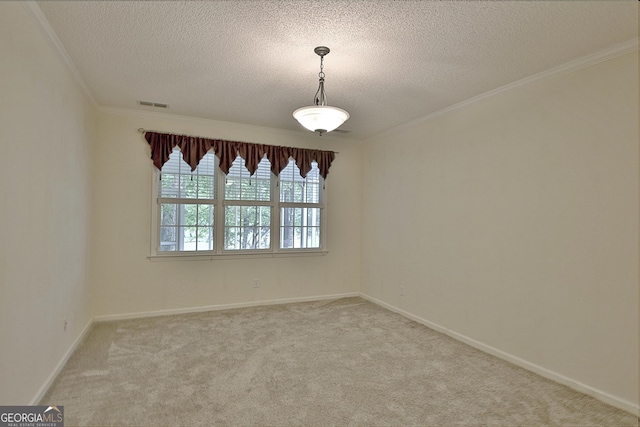 44 Arbor Way, Newnan, GA 30265 - spare room featuring a textured ceiling, light colored carpet, ornamental molding, and baseboards