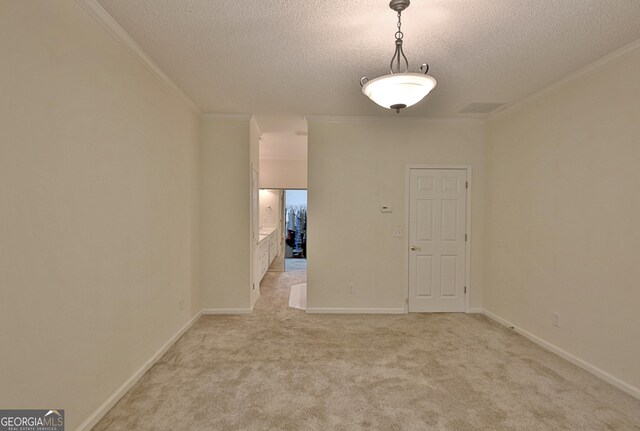 44 Arbor Way, Newnan, GA 30265 - unfurnished room with a textured ceiling, light colored carpet, crown molding, and baseboards
