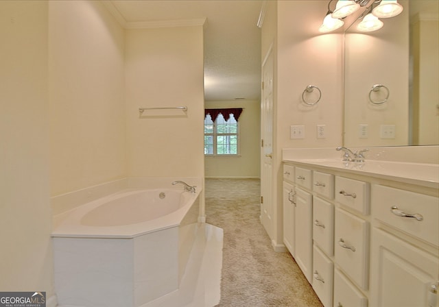 44 Arbor Way, Newnan, GA 30265 - bathroom with vanity, a bath, crown molding, and baseboards