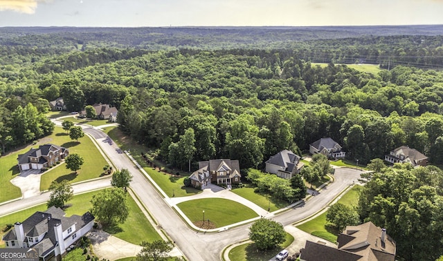 aerial view of residential area with a forest