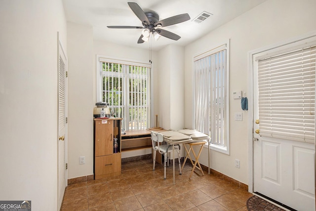 2770 Nautical Way, Villa Rica, GA 30180 - dining area featuring a ceiling fan and tile patterned flooring