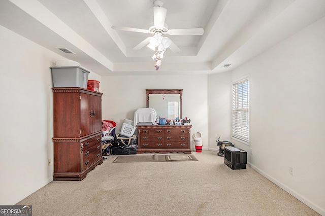 2770 Nautical Way, Villa Rica, GA 30180 - carpeted bedroom with a raised ceiling and ceiling fan
