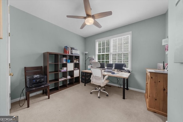 7049 Bennington Ln, Cumming, GA 30041 - carpeted office space featuring a ceiling fan and baseboards