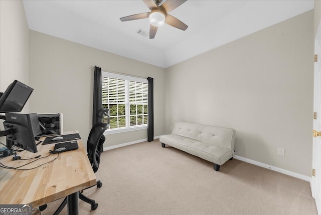7049 Bennington Ln, Cumming, GA 30041 - office area with a ceiling fan and carpet flooring