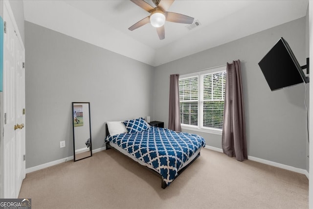 7049 Bennington Ln, Cumming, GA 30041 - bedroom featuring carpet floors, ceiling fan, and vaulted ceiling