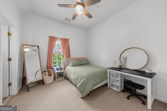 7049 Bennington Ln, Cumming, GA 30041 - bedroom with carpet, vaulted ceiling, and ceiling fan