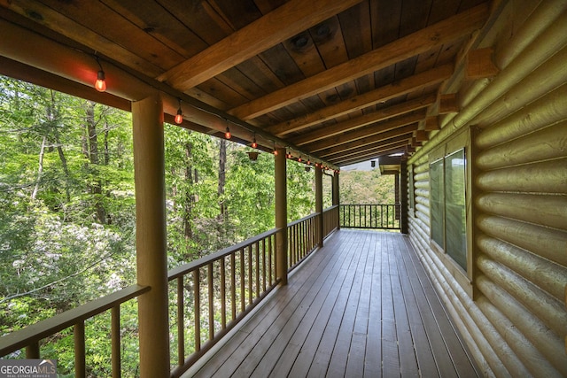 451 Pinecrest Rd, Sautee Nacoochee, GA 30571 - wooden terrace with a wooded view