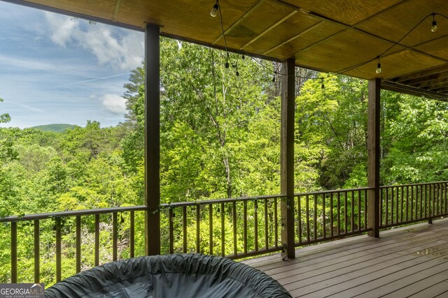 451 Pinecrest Rd, Sautee Nacoochee, GA 30571 - wooden terrace with a forest view