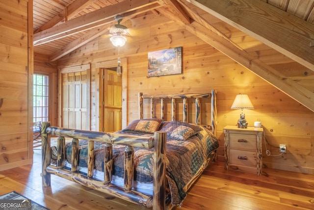 451 Pinecrest Rd, Sautee Nacoochee, GA 30571 - bedroom with wood walls, hardwood / wood-style floors, and wood ceiling
