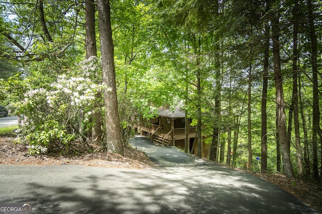 451 Pinecrest Rd, Sautee Nacoochee, GA 30571 - view of front of property featuring a porch, stairway, and a forest view