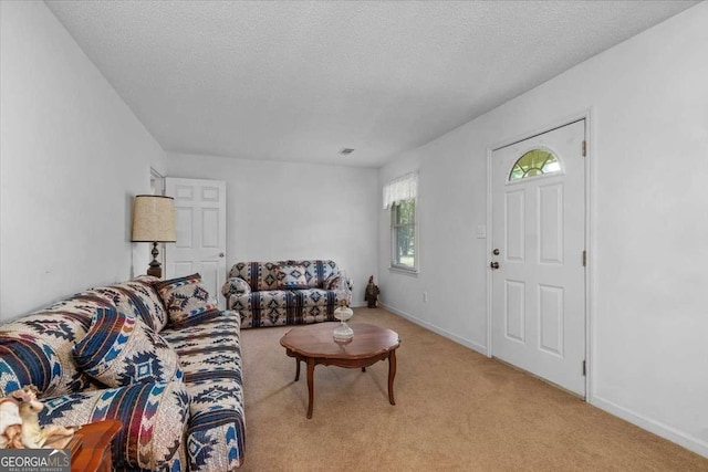 3041 Monroe Hwy, Bogart, GA 30622 - living room featuring light colored carpet, baseboards, and a textured ceiling