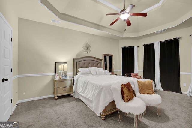 4581 Sagebrush Ct, Snellville, GA 30039 - bedroom featuring a raised ceiling, carpet, baseboards, and a ceiling fan