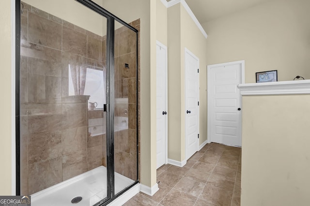 4581 Sagebrush Ct, Snellville, GA 30039 - full bathroom with a shower stall, baseboards, and tile patterned flooring