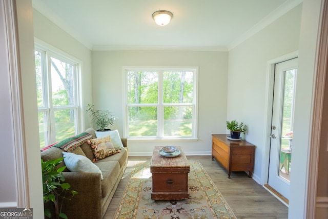sunroom with plenty of natural light and french doors
