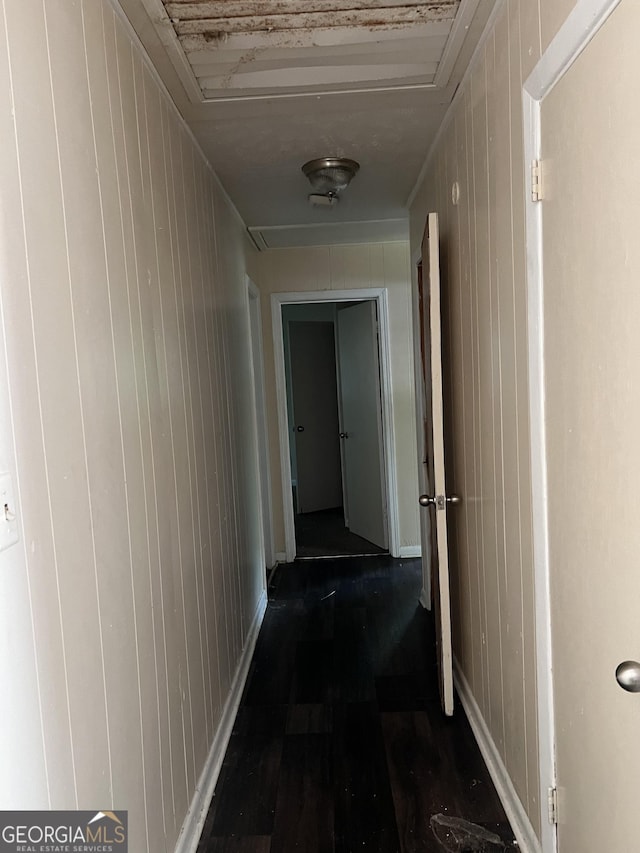 908 Crestwood Ter, Warner Robins, GA 31088 - hallway featuring wood finished floors and wood walls