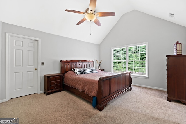 8035 Canter Ln, Alpharetta, GA 30009 - bedroom with lofted ceiling, carpet, baseboards, and ceiling fan