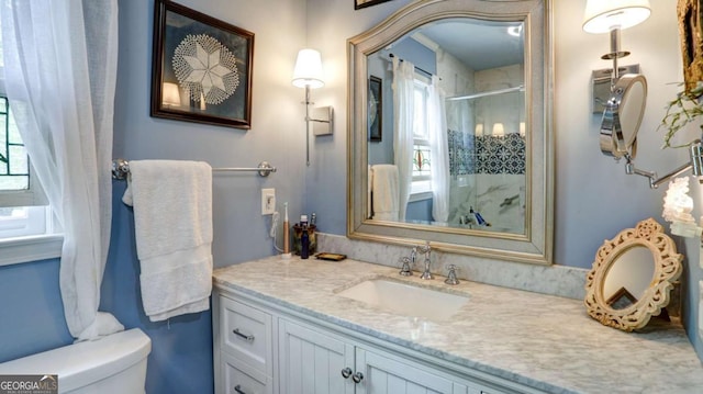 488 Mayapple Gln, Dawsonville, GA 30534 - full bathroom featuring a shower stall, toilet, and vanity