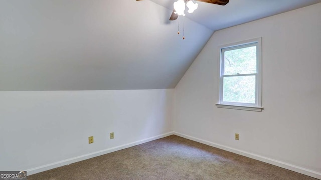 488 Mayapple Gln, Dawsonville, GA 30534 - bonus room with ceiling fan, carpet flooring, vaulted ceiling, and baseboards