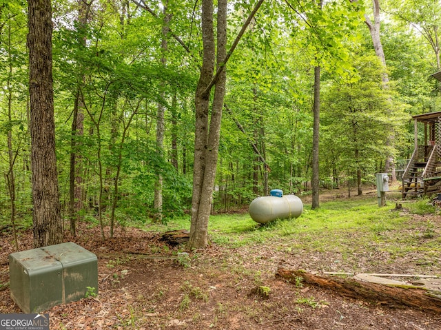 2200 New Hope Rd, Morganton, GA 30560 - view of yard featuring a forest view and stairs