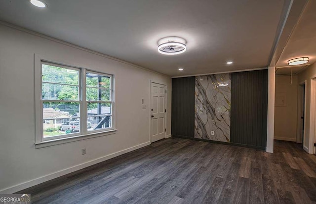 1772 Martin Pl SE, Smyrna, GA 30080 - entrance foyer featuring dark wood-style flooring, baseboards, recessed lighting, and ornamental molding