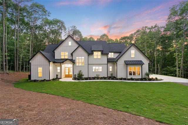 5567 Tyree Rd, Winston, GA 30187 - modern farmhouse style home with french doors, board and batten siding, and a yard