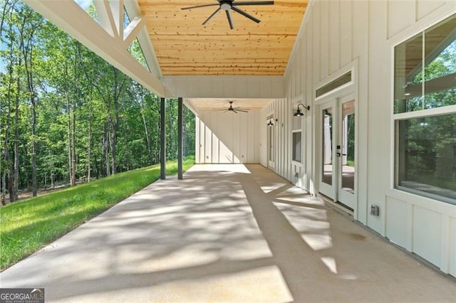 5567 Tyree Rd, Winston, GA 30187 - view of patio / terrace with a ceiling fan and french doors