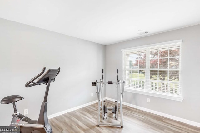 1194 Grandview Cir, Powder Springs, GA 30127 - exercise area with light wood finished floors and baseboards