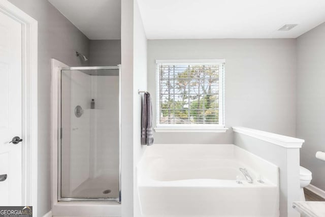 1194 Grandview Cir, Powder Springs, GA 30127 - full bath with a stall shower, a garden tub, and toilet