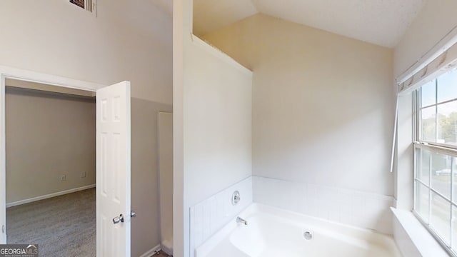 4162 Ward Lake Trl, Ellenwood, GA 30294 - bathroom with a bath and vaulted ceiling