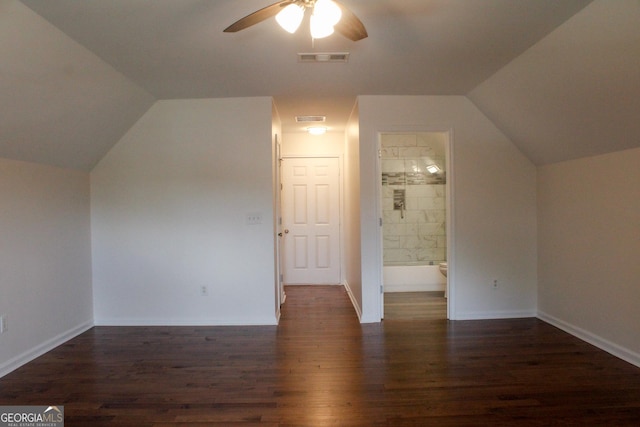 141 Windward Hls, Mcdonough, GA 30253 - bonus room with a ceiling fan, wood finished floors, vaulted ceiling, and baseboards