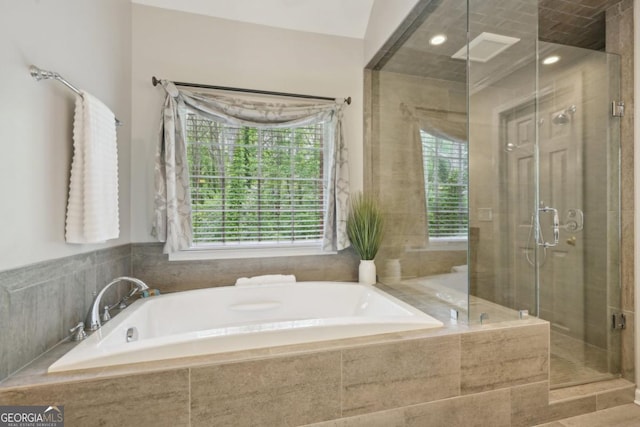 10660 Dunoon Dr, Alpharetta, GA 30022 - full bathroom featuring a shower stall and a bath