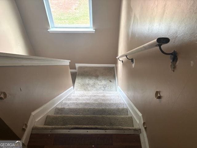 9515 Lakeview Rd, Union City, GA 30291 - staircase featuring carpet floors and baseboards