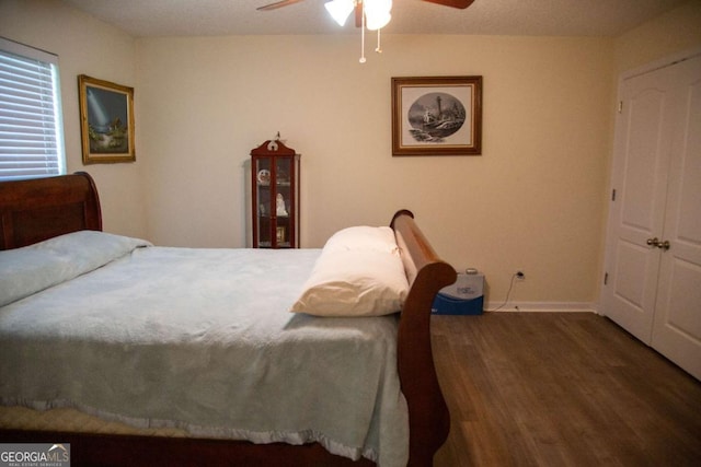 1351 Old Screven Rd, Jesup, GA 31545 - bedroom featuring wood finished floors, baseboards, and ceiling fan
