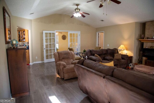 1351 Old Screven Rd, Jesup, GA 31545 - living room with dark wood-type flooring, a ceiling fan, and lofted ceiling