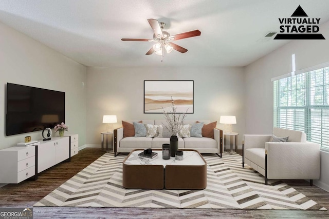 6285 Polar Fox Ct, Riverdale, GA 30296 - living room featuring wood finished floors and ceiling fan