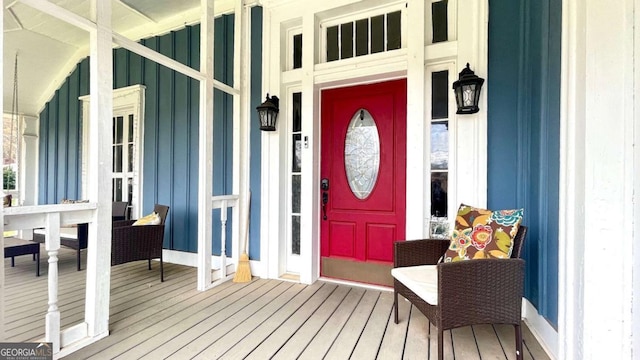 6 River St SW, Cave Spring, GA 30124 - property entrance with board and batten siding and covered porch
