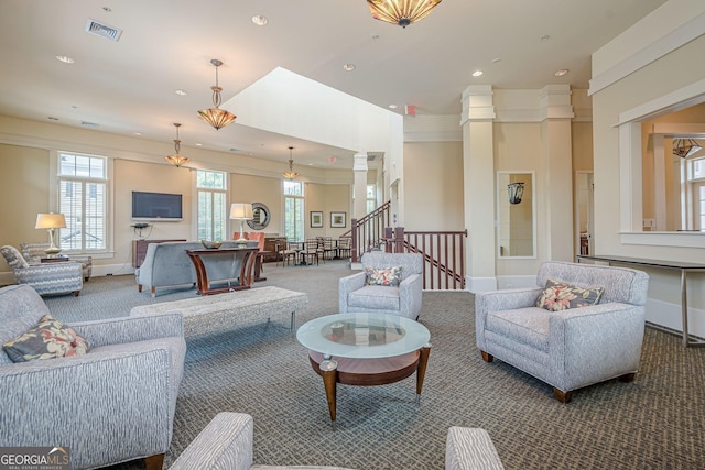 2295 Falmouth Ct SE Unit 23, Smyrna, GA 30080 - carpeted living area featuring recessed lighting and stairway