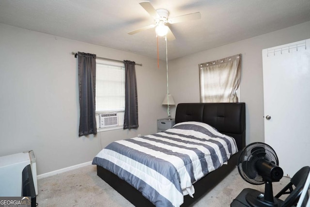 377 Black Oak Ct, Lawrenceville, GA 30046 - bedroom featuring carpet, cooling unit, baseboards, and a ceiling fan