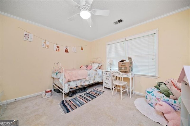 1763 Benningfield Dr SW, Marietta, GA 30064 - bedroom with ornamental molding, carpet flooring, baseboards, and ceiling fan