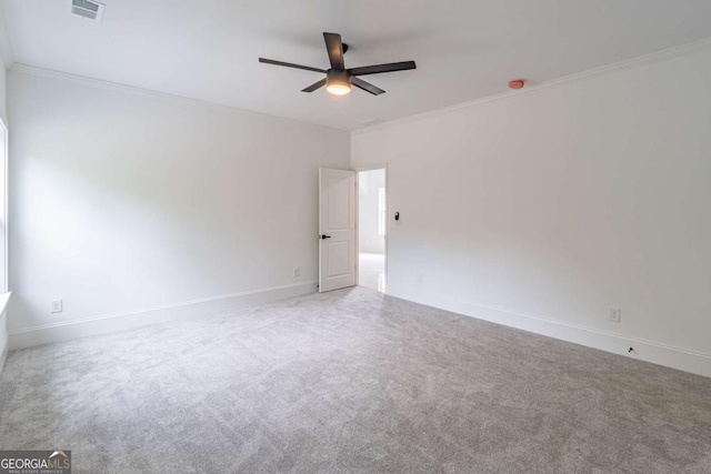 140 Maranatha Trl, Lawrenceville, GA 30045 - carpeted empty room featuring a ceiling fan, ornamental molding, and baseboards