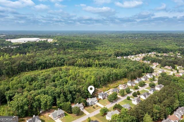 aerial view of a heavily wooded area