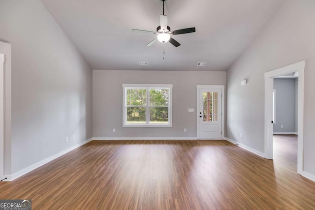 0 Grogan Rd, Buchanan, GA 30113 - unfurnished living room with a ceiling fan, wood finished floors, and baseboards