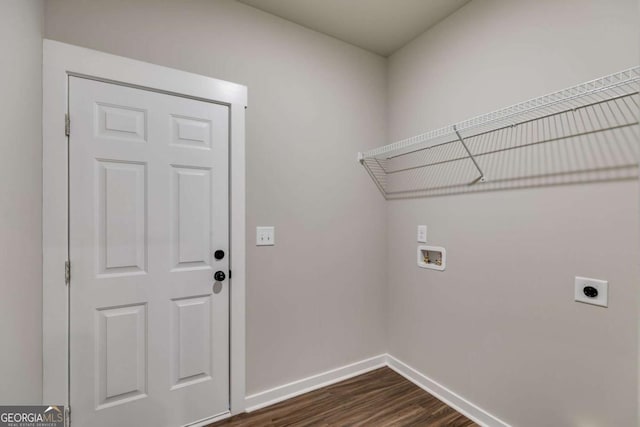 0 Grogan Rd, Buchanan, GA 30113 - laundry room with hookup for an electric dryer, washer hookup, baseboards, and dark wood finished floors